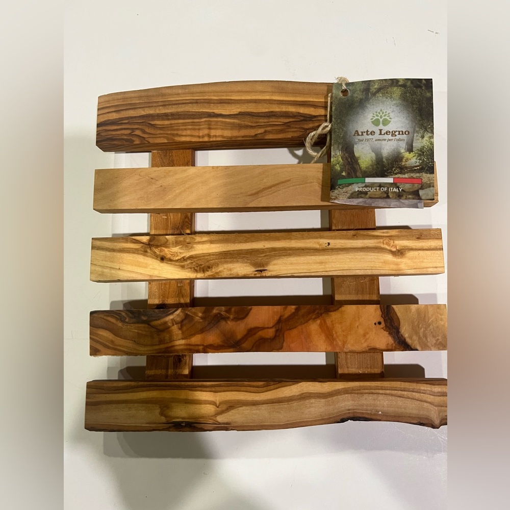 2pc ARTE LEGNO Solid Olive Wood Trivet Set - Product of Italy - Picture 7 of 9